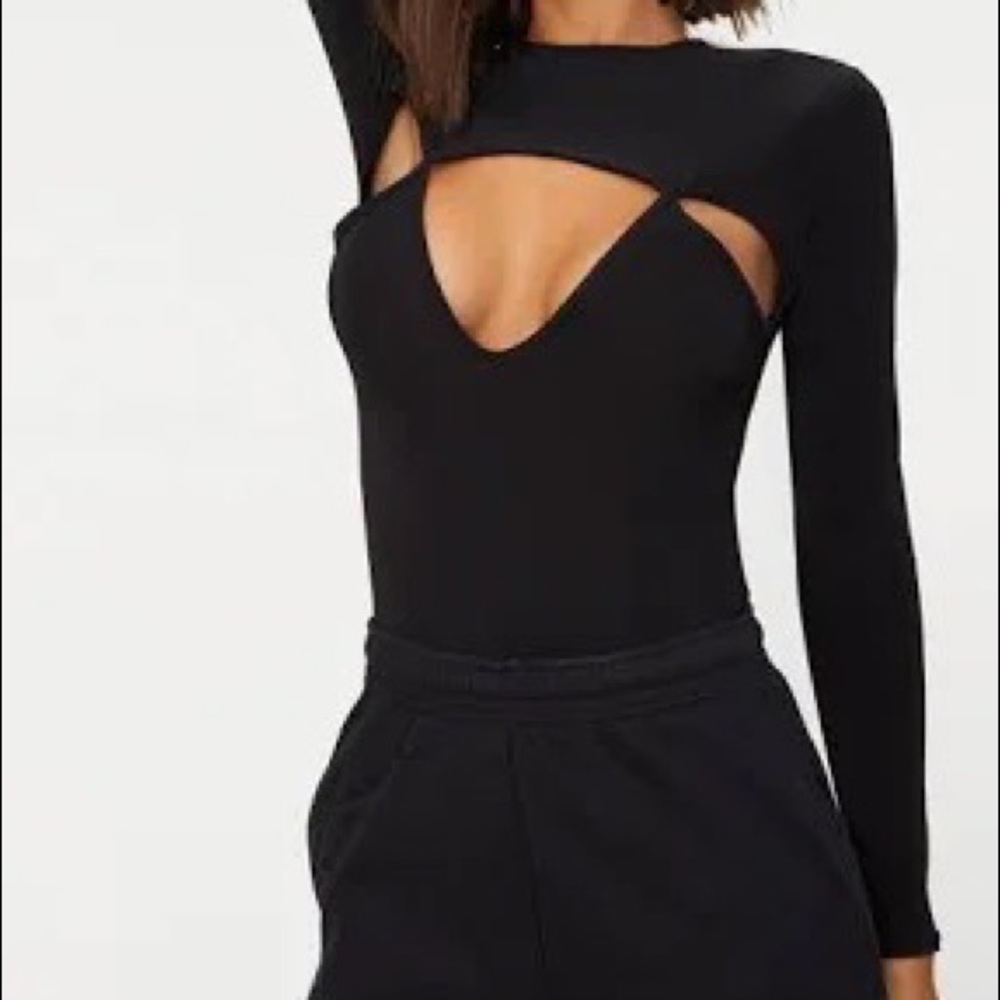 PLT Black Cut Out Bodysuit Size 4